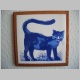 Kachel mit blauer Katze